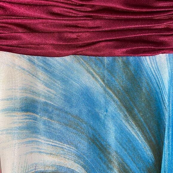 Scala strapless brush print multicolor maxi dress sz 4 - Picture 7 of 16